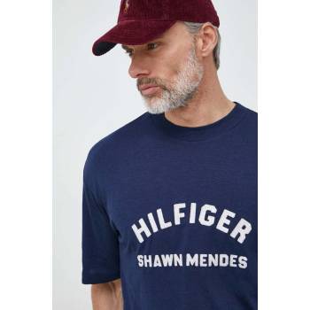 Tommy Hilfiger Тениска Tommy Hilfiger x Shawn Mendes мъжка в тъмносиньо с принт (MW0MW31189.PPYX)