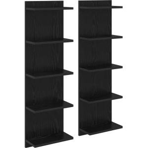 vidaXL Стенен рафт 2 бр. Черен дъб 30 x 15 x 100 см (8012399)