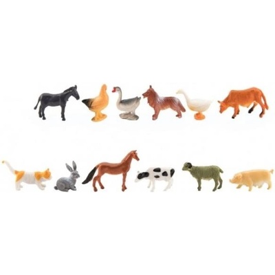 Teddies Животни мини домашна ферма пластмаса 4-6см 12бр в торбичка