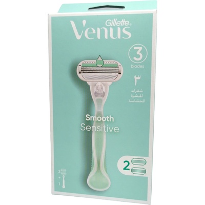 Gillette VENUS дамска самобръсначка, Smooth Sensitive, Дръжка 1 брой, 2 броя резервни ножчета