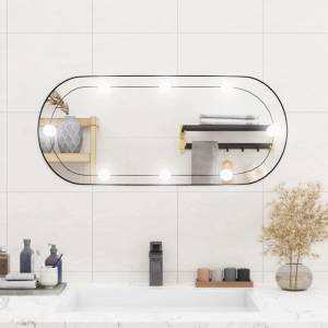 vidaXL Стенно огледало с LED лампи 35x80 см стъкло овално (3189162)