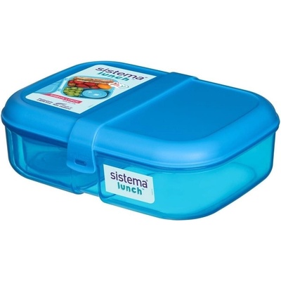 Sistema Lunch Trojkomorová krabička na obed s nádobou na jogurt 1,1 l modrá