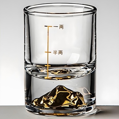 HARAHU Кристална чаша с мерителна линия - Златен / 50ml KP35410 (35410)