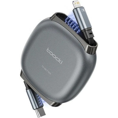 Toocki TQ-X105A výsuvný nabíjecí a datový USB-C na Lightning 1m šedý