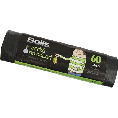 Balis Zaťahovacie vrecia na odpad 60 l 30 μm 10ks čierna