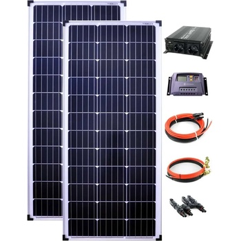 Solartronic Пълен комплект 2x100Watt 12V 1200mm преобразувател на напрежение 1000W 20A контролер за зареждане соларна система (SET200M-NM1000-LR20Agelb)