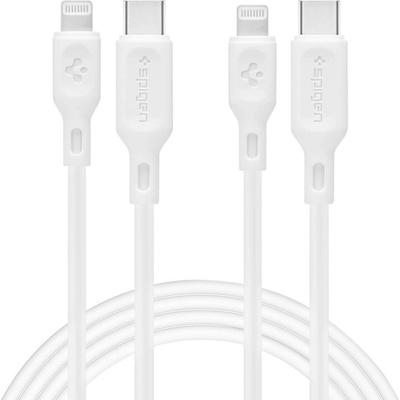 Spigen Essential Fast Charging USB-C to Lightning Cable PD Pack - комплект 2 броя USB-C към Lightning (MFI) кабели за Apple устройства с Lightning порт (100 см) (бял)