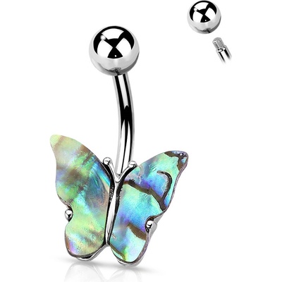 Šperky4U piercing do pupíku motýl s perletí WP01142-01