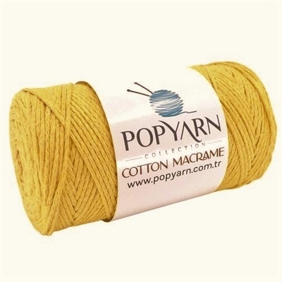 POPYARN Příze Cotton Macrame B005 - žlutá, 250g 190m