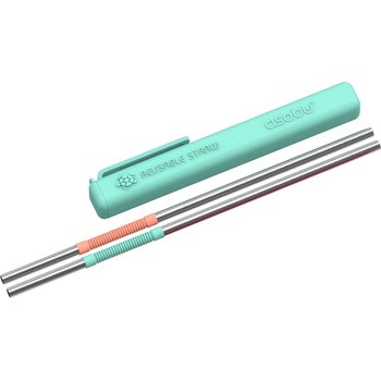 Image 1 of ASOBU Сламки за многократна употреба "Еco friendly reusable straws ps2"- цвят мента/корал (ps/2 mint/corel)