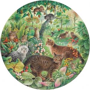 Grafika Art Puzzle - Puzzle Round Puzzle - Tiger Cats in the Jungle - 500 piese