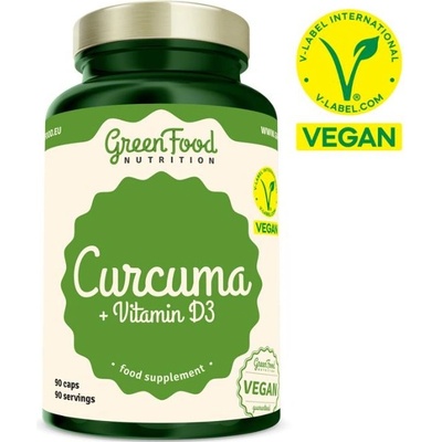 GreenFood Nutrition Curcuma + Vitamín D3 90 kapsúl
