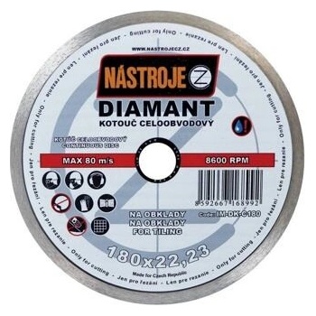 Nástroje cz Kotouč diamantový celoobvodový 180 x 1,6 x 22,2 mm IM-DK-C180