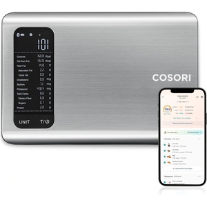 Cosori Stainless Steel Digital Kitchen Scale, Kitchen Scale with APP Nutritional Calculation - CNS-R101S (CNS-R101S) Кухненски везни