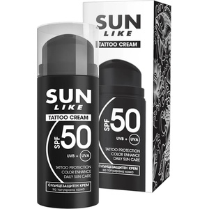 SUN LIKE , слънцезащитен крем за татуировки, spf 50, 50 мл