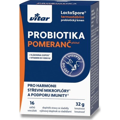 Vitar probiotika+vláknina+vit.C a D 16 x 2 g