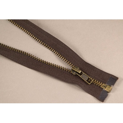 Deliteľný kovový starokovový zips č.5 viac farieb - dĺžka (30 - 100 cm) 45 cm hnedá bez ozdoby