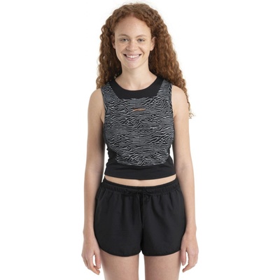 Icebreaker Wmns Merino 125 ZoneKnit Cropped BraTankTopo Black Snow Aop