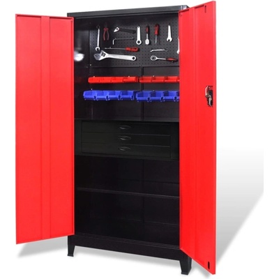 HABA Шкаф за инструменти, стомана, 90x40x180 cм, червено и черно (V3054555)