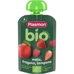 PLASMON Био плодова закуска Plasmon - Пауч с ябълка и ягода, 6 м+, 100 g (0809) - baby