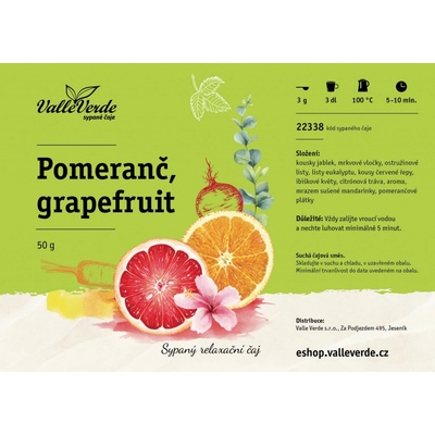 Valle Verde Pomeranč Grapefruit sypaný čaj 50 g