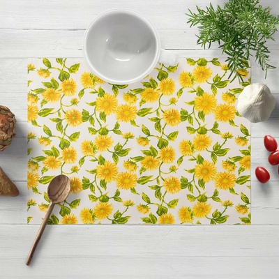 Biante Bavlněné prostírání Sandra SA-602 Slunečnice na bílém 35x45 cm