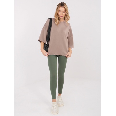 Leggings-RV-LG-9873.78-khaki hnedá kaki krémová RELEVANCE