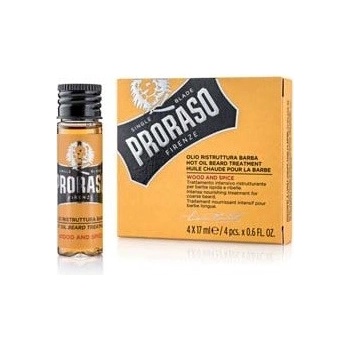 Proraso Hot Oil Beard Treatment Wood & Spice olej na bradu 4 x 17 ml