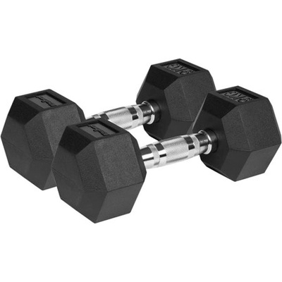 REBEL ACTIVE RBA-2325-09 Pogumované litinové činky HEX 2 x 9 kg