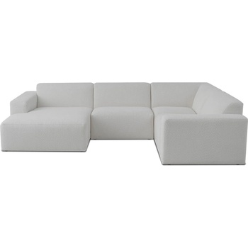 Scandic Бял ъглов диван от букле ("U" форма) Roxy - Scandic (U corner Left CM 2white)