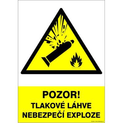 RAFO Samolepka Pozor! Tlakové láhve nebezpečí exploze Velikosti: A3 (30 x 42 cm)