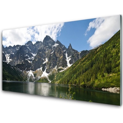 Obraz na skle Hora Jezero Les Krajina 100x50 cm