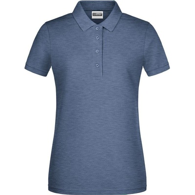 James & Nicholson JN 8009 Dámske piqué polo z bavlny modrá Denim Melange