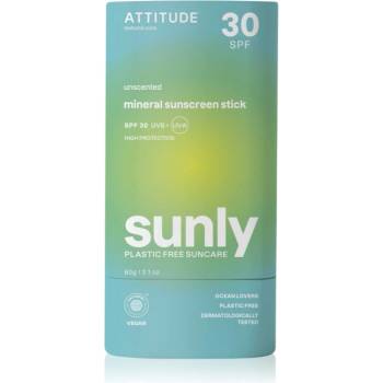 ATTITUDE Sunly Unscented слънцезащитен минерален крем в стик SPF 30 60 гр