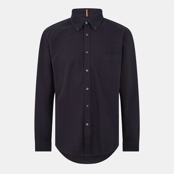 Image 1 of HUGO BOSS Men's Rickert M Patterned Long-Sleeve Shirt - Dark Blue