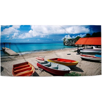 Sablio Ručník s potiskem Loďky na pláži 50 x 100 cm
