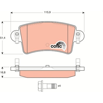 Sada brzdových platničiek kotúčovej brzdy TRW GDB1470