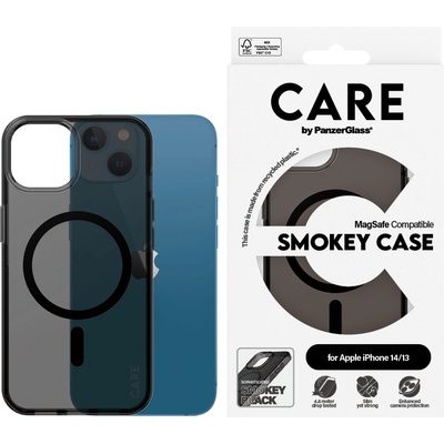 Panzer Гръб CARE by PanzerGlass за iPhone 14/13, Flagship, Smokey, Black MagSafe