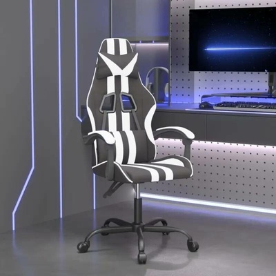 vidaXL Otočná herní židle černá a bílá umělá kůže [349524]