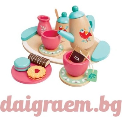 Hape Дървен комплект за игра Време за чай, hape e3207 (h3207)