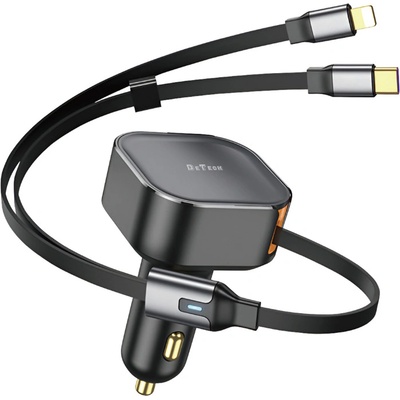 DeTech Зарядно устройство за кола DeTech DE-C53, Type-C, Lightning Кабел, 30W, Черен - 40519