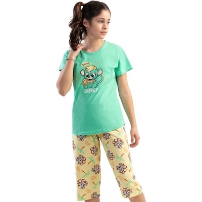 Zeleno žluté dívčí pyžamo Myška positive energy zelená