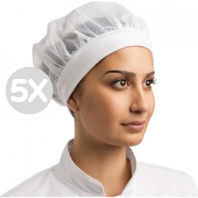 Whites Chefs Clothing Zvýhodnený multipack 5x Whites pohodlná čiapka so sieťkou biela