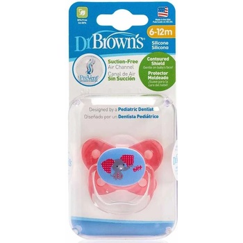Dr. Brown's Ортодонтска залъгалка Dr. Brown's PreVent - Червена, 6-12 месеца (072239304075 6-18 м)