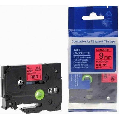 Compatible Съвместима лента с Brother TZ-421 / TZe-421, 9mm x 8m, черен печат / червен фон (TZe421)
