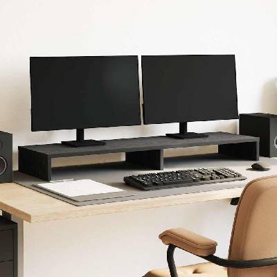 vidaXL Стойка за монитор, черен дъб, 100x27x10 см, инженерно дърво (868084)
