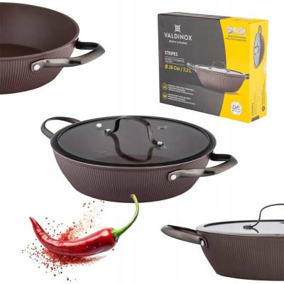 Rendlík 28cm indukce plyn s poklicí nepřilnavý Valdinox Stripes 3,2 l
