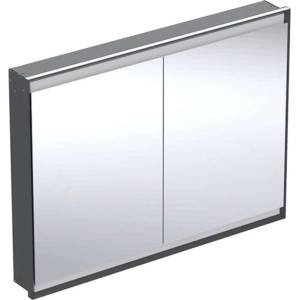 Geberit ONE - Огледален шкаф с LED осветление, 120x90x15 см, 2 врати, за вграждане, матово черно 505.805. 00.7 (505.805.00.7)