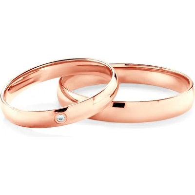 SAVICKI Сватбени халки: розово злато, полукръгъл профил. 3 мм