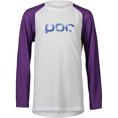 POC Essential MTB LS Jersey detský Hydrogen White/Sapphire Purple